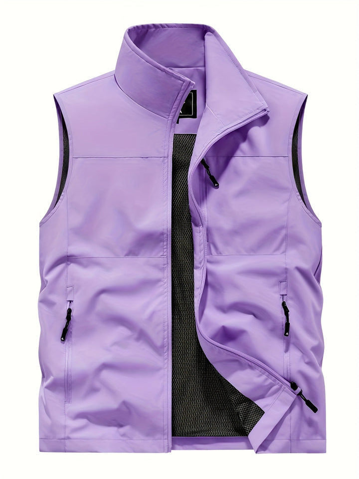 Men's Sleeveless Zip-Front Stand Collar Vest