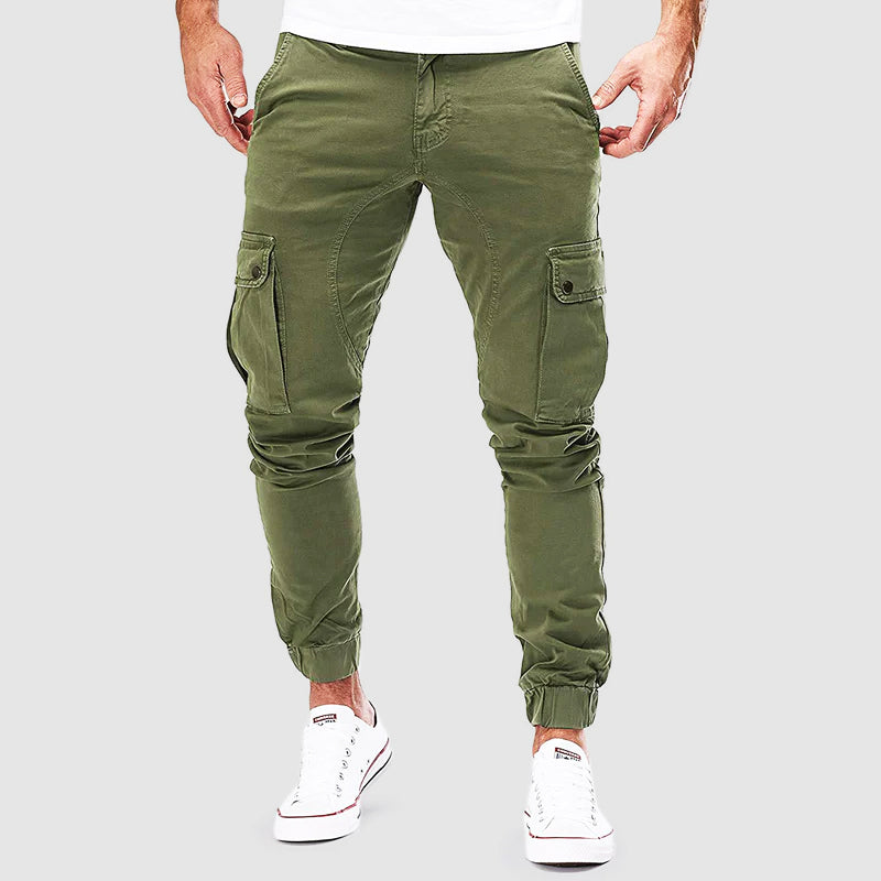 Men's Slim Fit Cargo Trousers with Multiple Pockets