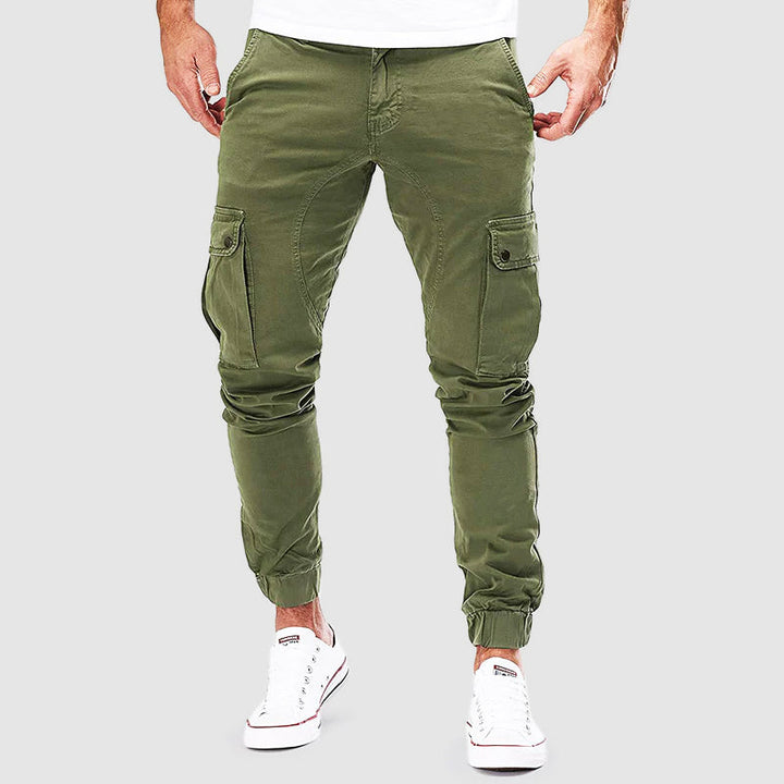 Men's Slim Fit Cargo Trousers with Multiple Pockets