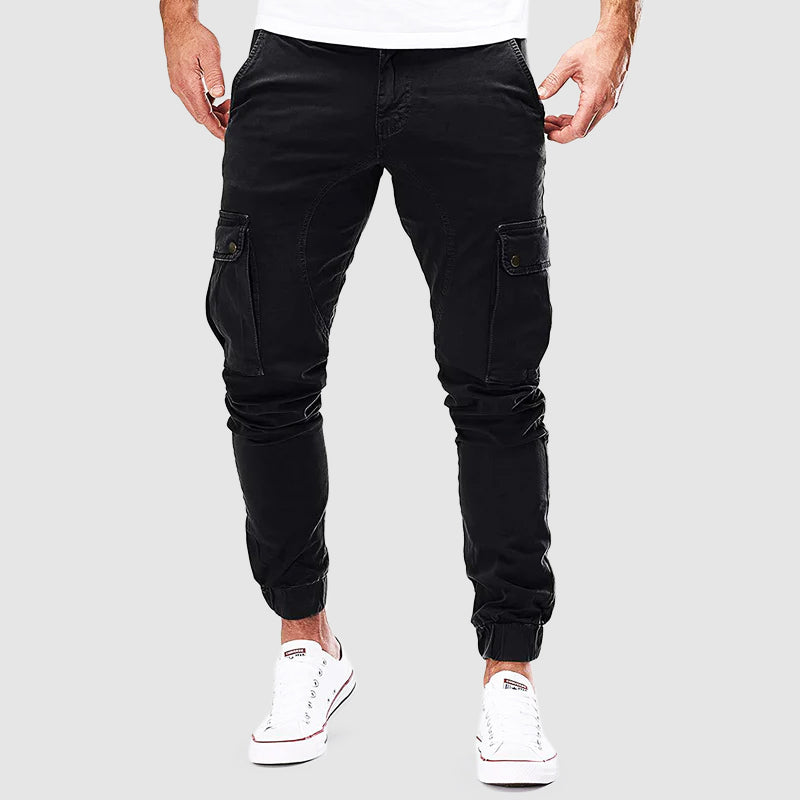 Men's Slim Fit Cargo Trousers with Multiple Pockets