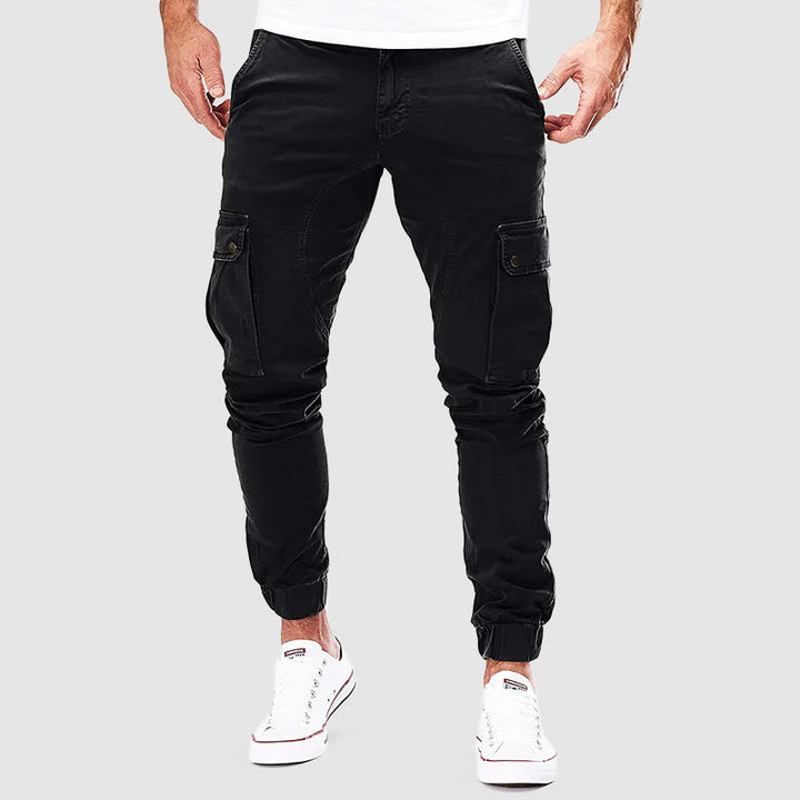 Men's Slim Fit Cargo Trousers with Multiple Pockets