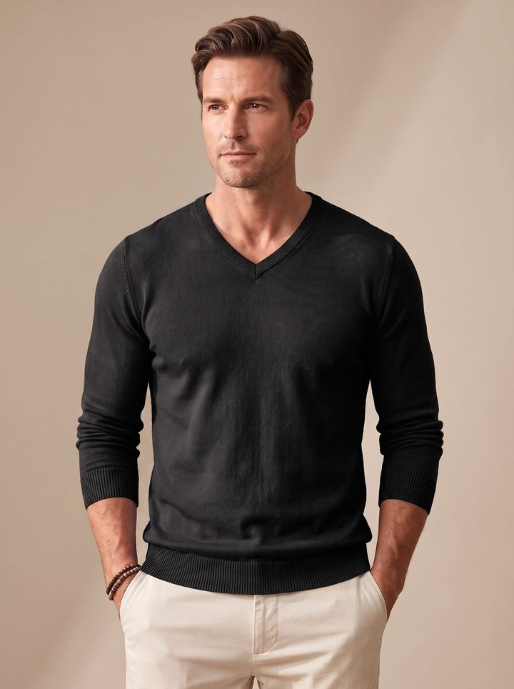 Men's Slim-Fit V-Neck Knitted Jumper