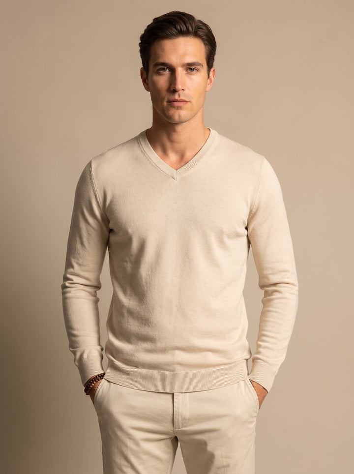 Men's Slim-Fit V-Neck Knitted Jumper