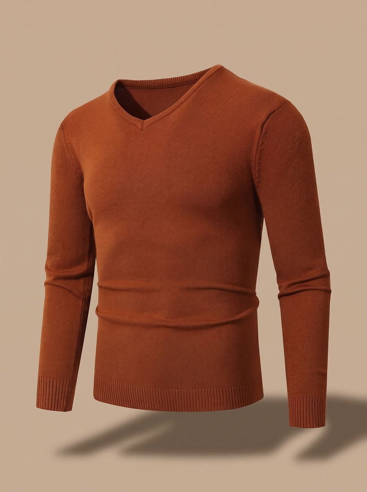 Men's Slim-Fit V-Neck Knitted Jumper
