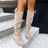 Women's Slouched Knee-High Buckle Boots