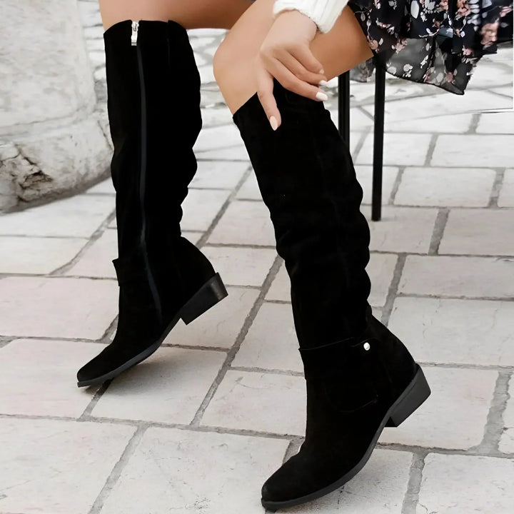 Women's Slouched Knee-High Buckle Boots