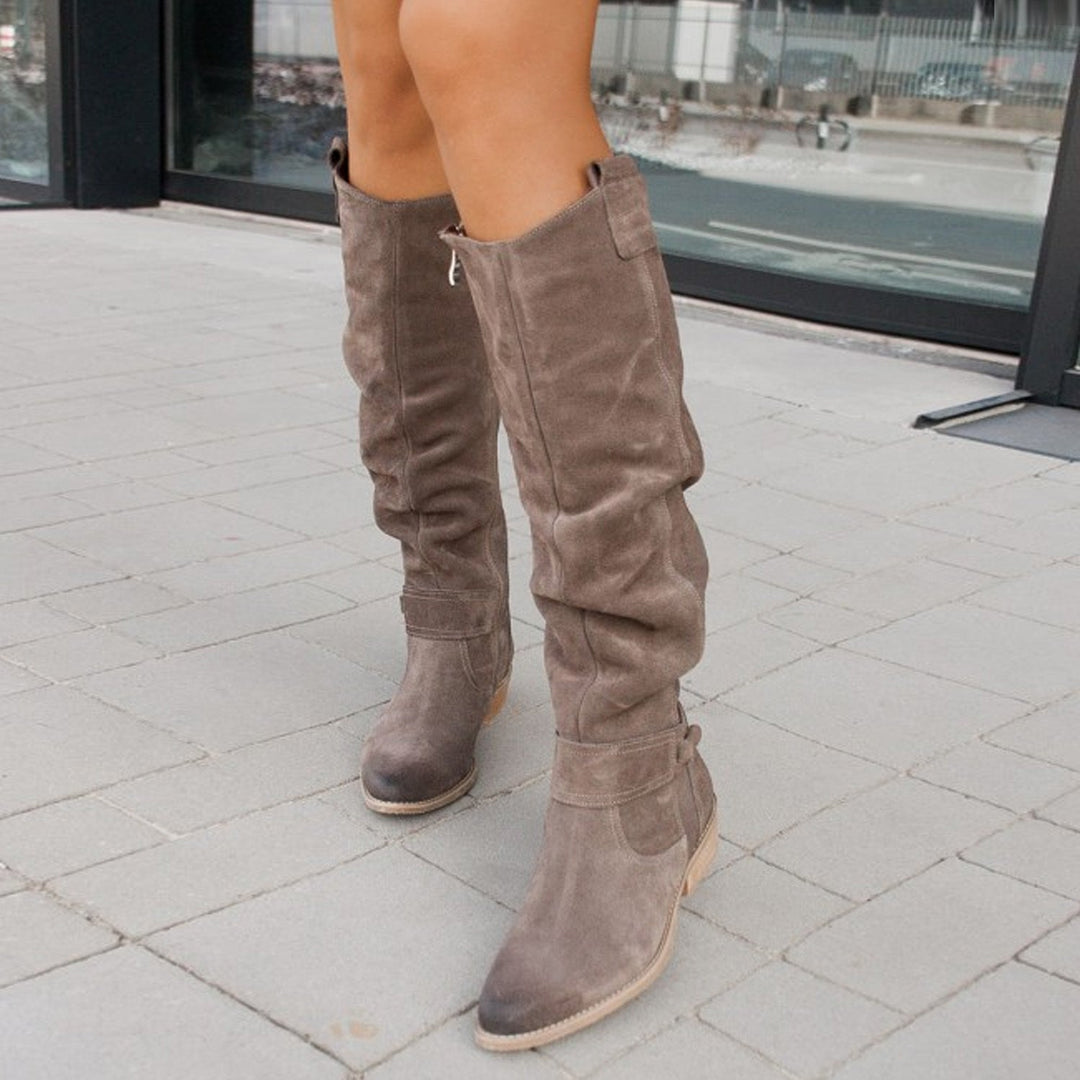 Women's Slouched Knee-High Buckle Boots