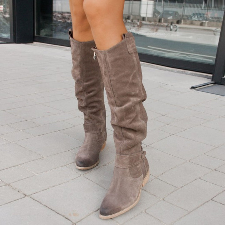 Women's Slouched Knee-High Buckle Boots