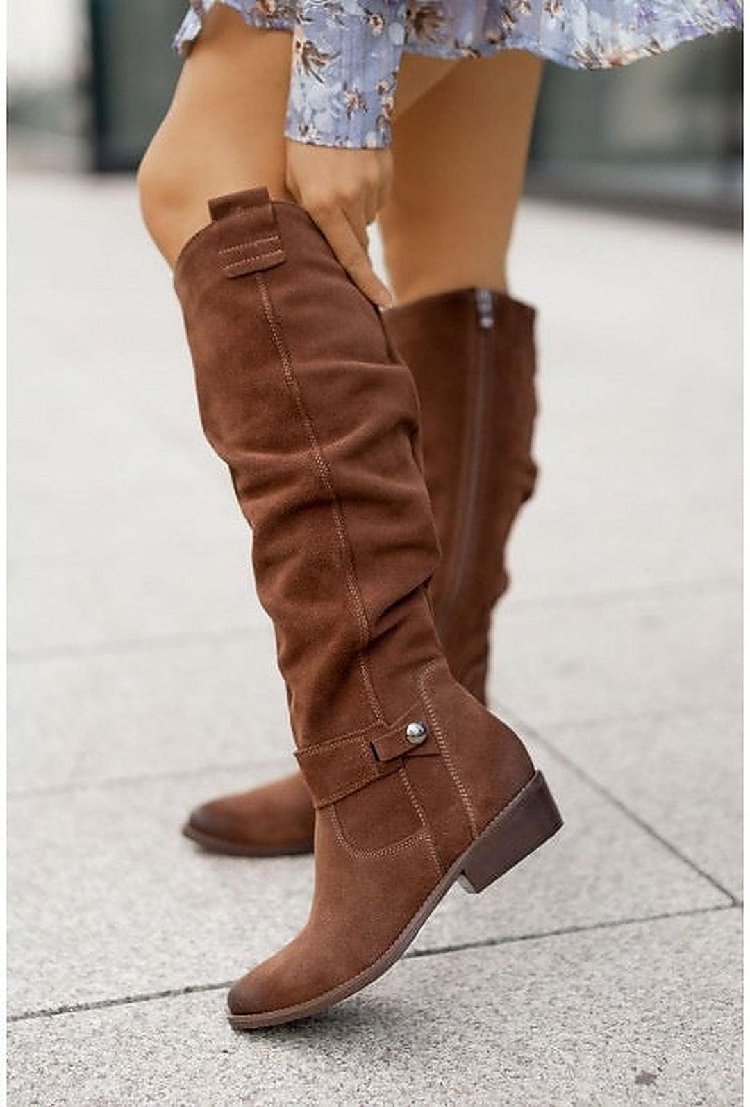 Women's Slouched Knee-High Buckle Boots