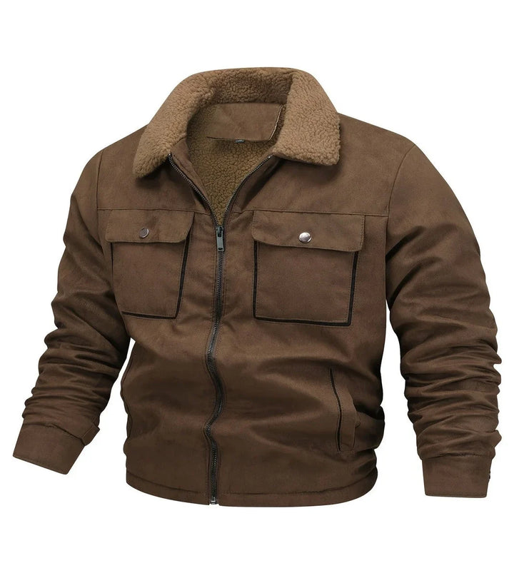 Men's Stand Collar Bomber Jacket With Fleece Collar