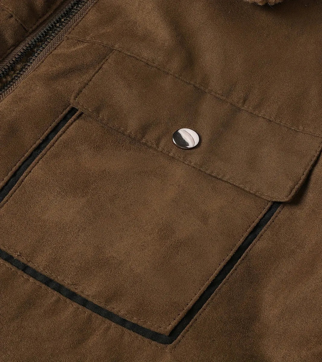 Men's Stand Collar Bomber Jacket With Fleece Collar