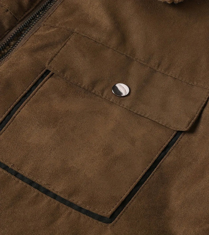 Men's Stand Collar Bomber Jacket With Fleece Collar
