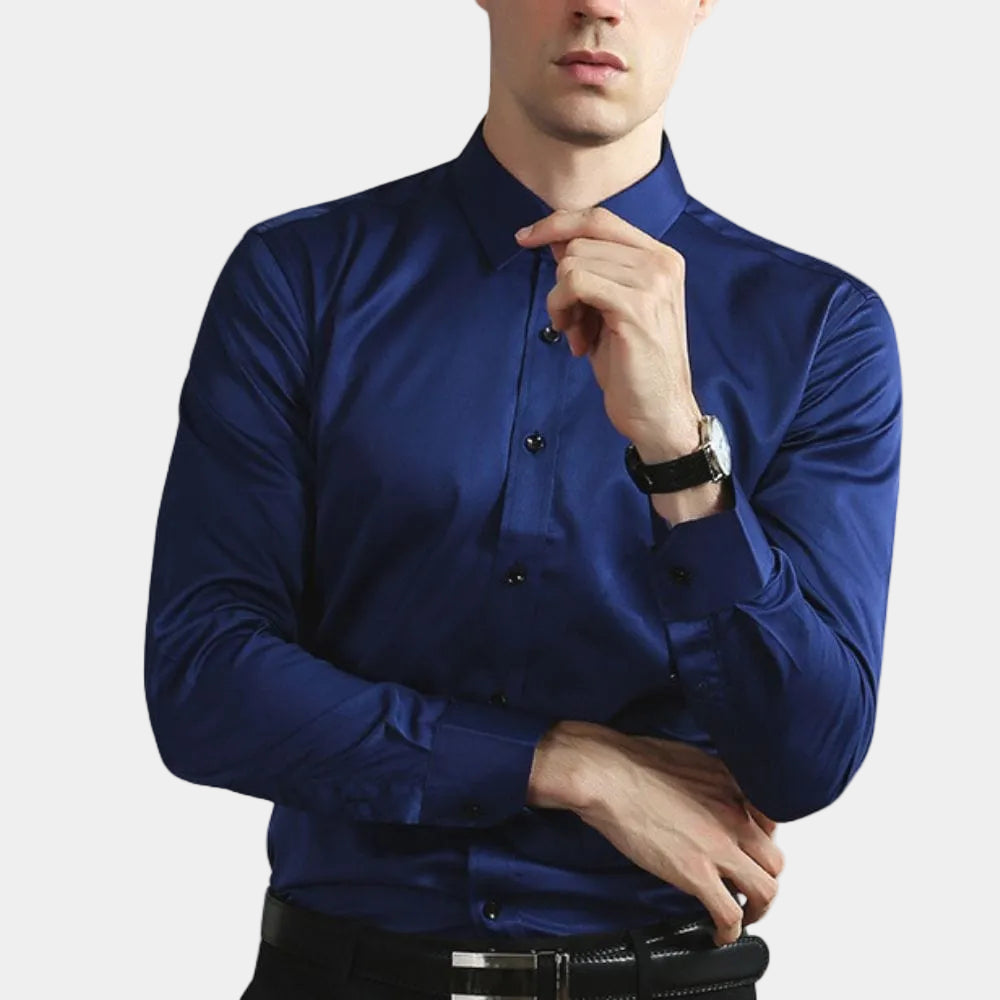 Men's Straight Cut Button-Front Shirt