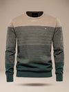 Men's Striped Colour Block Crew Neck Jumper