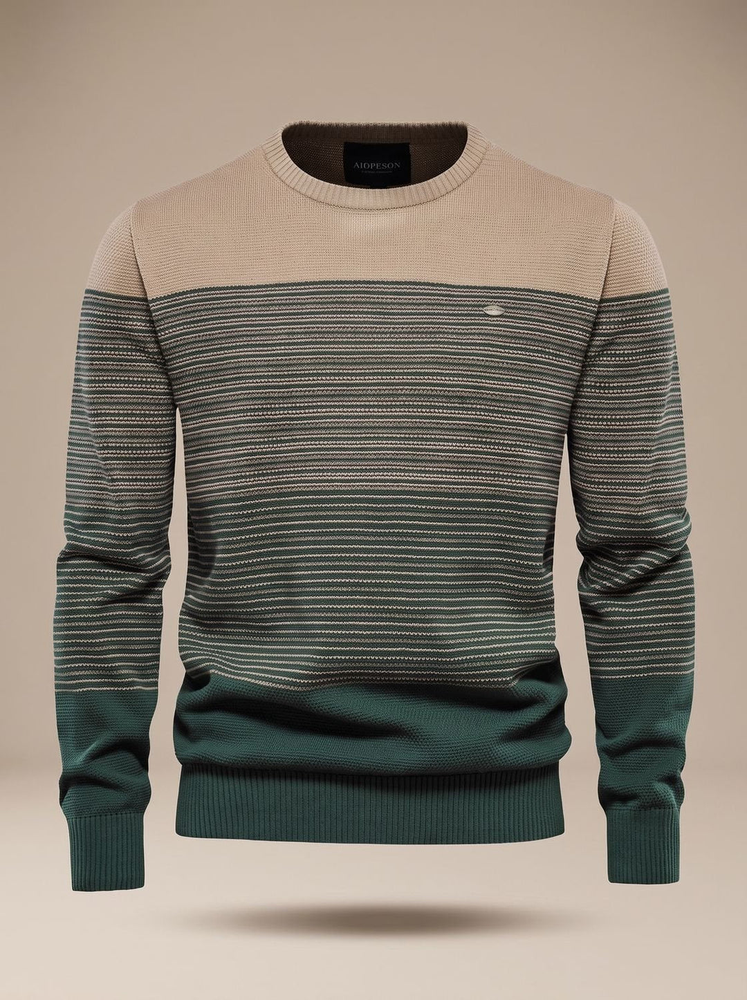 Men's Striped Colour Block Crew Neck Jumper