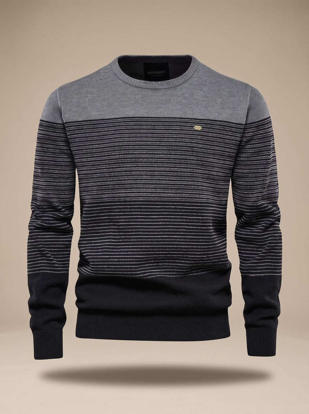 Men's Striped Colour Block Crew Neck Jumper