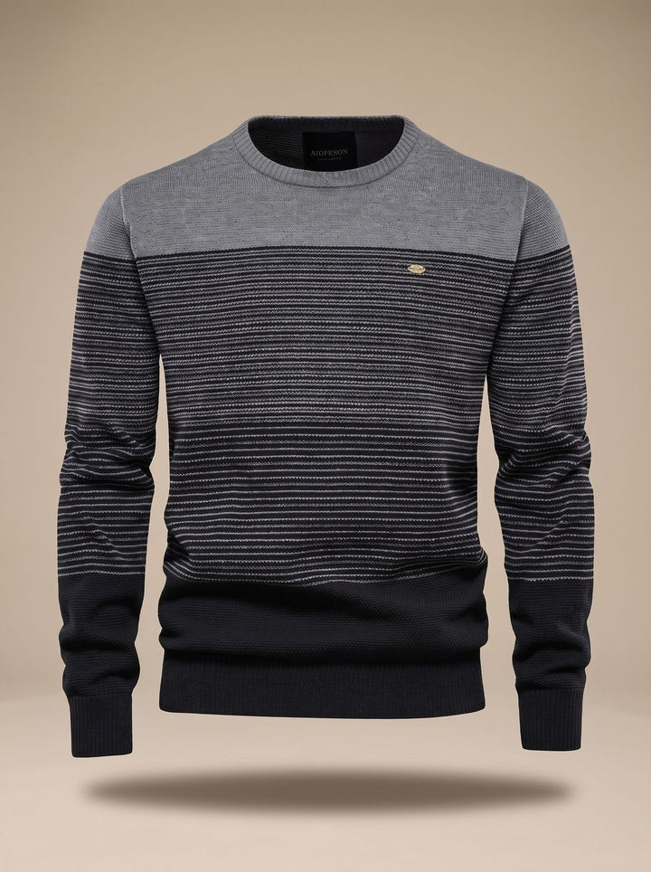 Men's Striped Colour Block Crew Neck Jumper