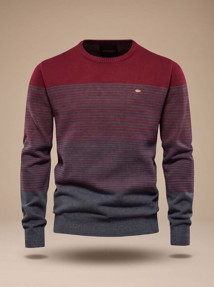 Men's Striped Colour Block Crew Neck Jumper
