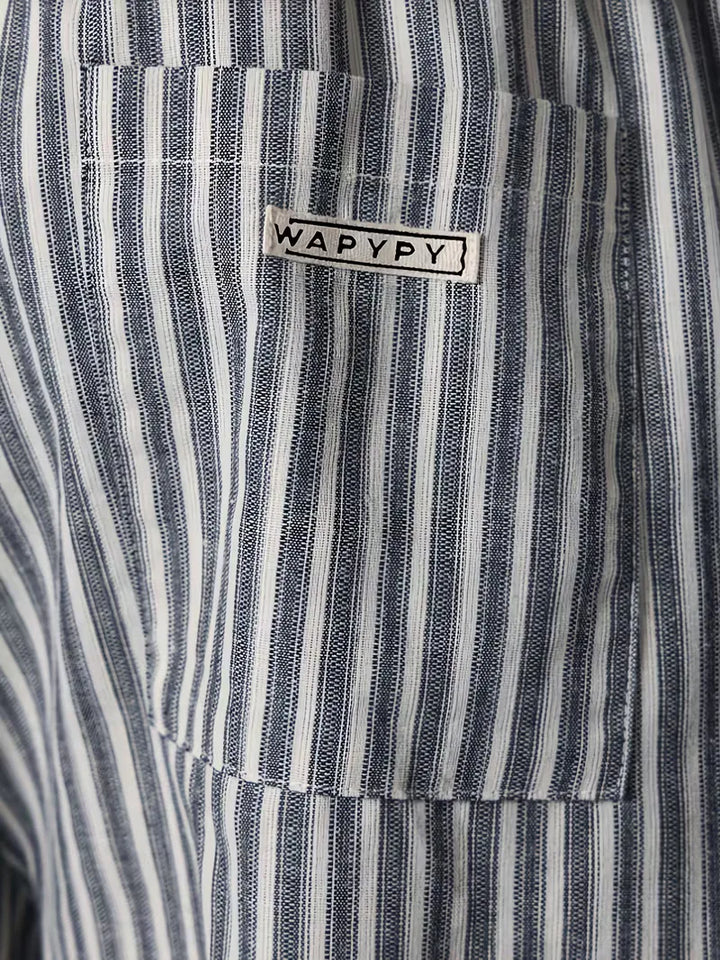 Men's Striped Relaxed Wide-Leg Trousers with Drawstring Waist