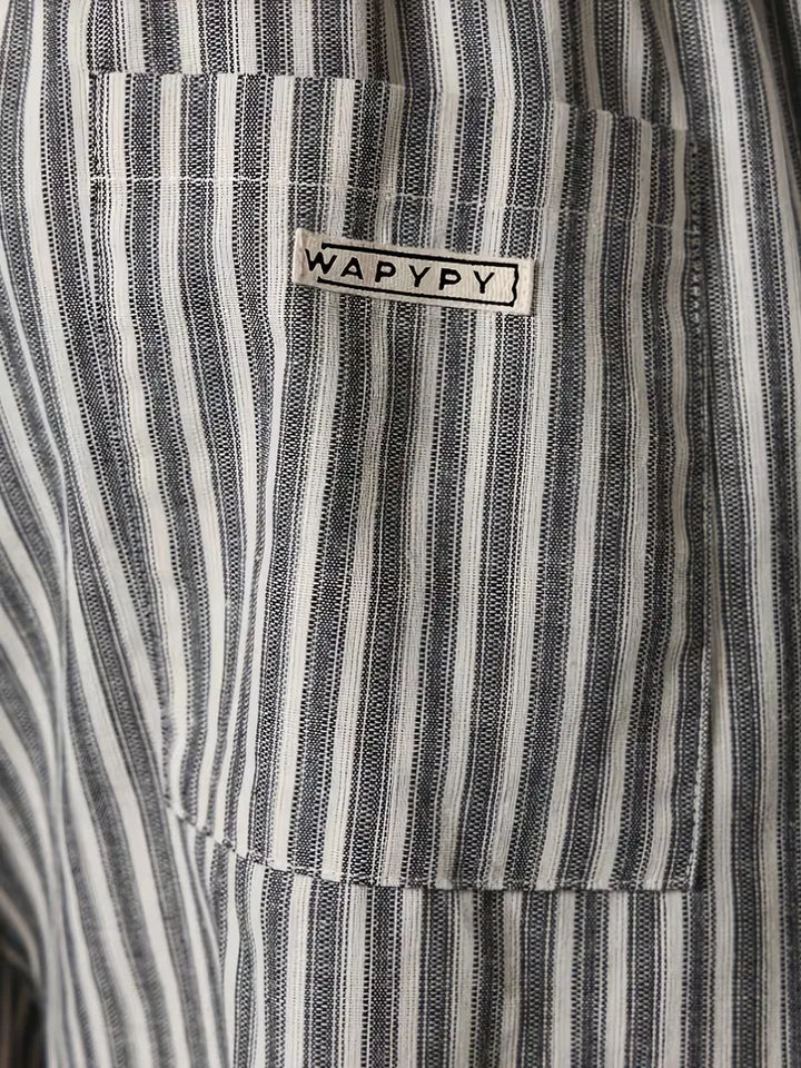 Men's Striped Relaxed Wide-Leg Trousers with Drawstring Waist