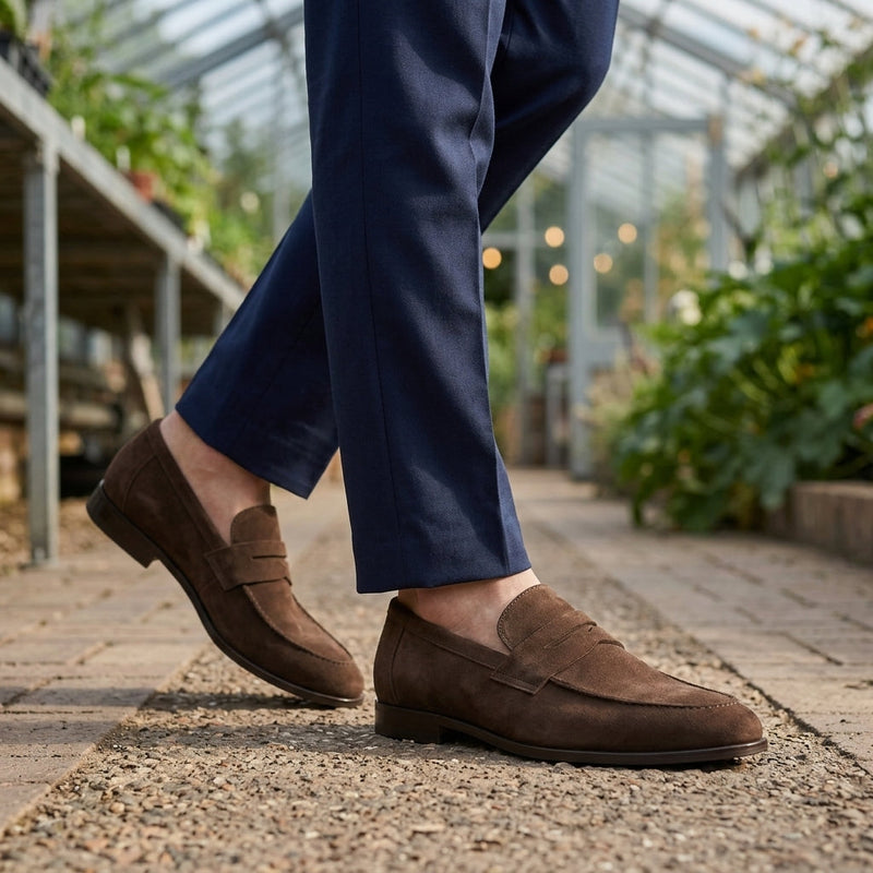 Men's Suede-Effect Penny Loafers