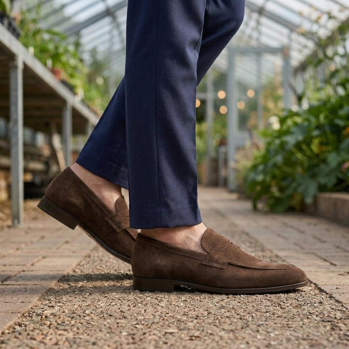 Men's Suede-Effect Penny Loafers