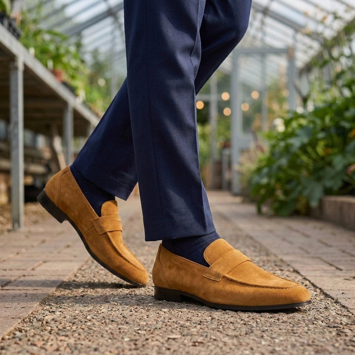 Men's Suede-Effect Penny Loafers