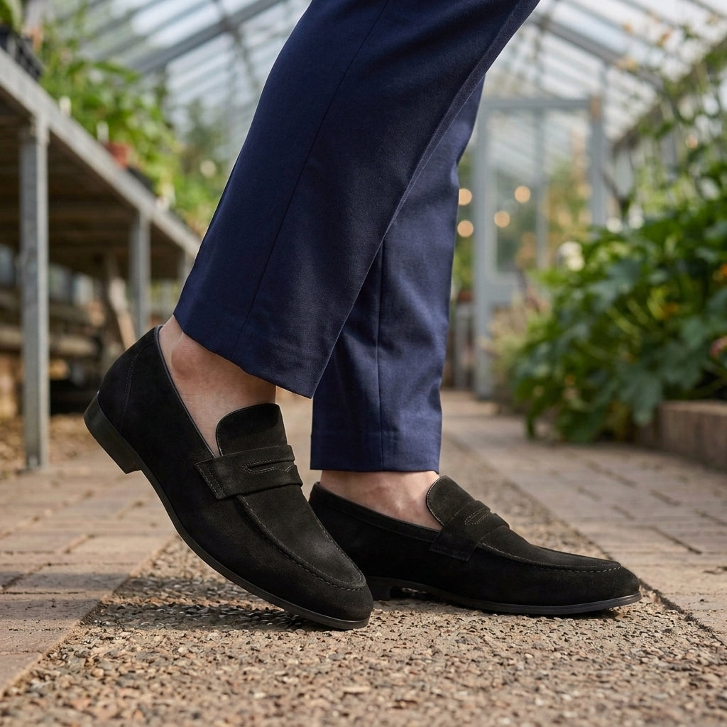 Men's Suede-Effect Penny Loafers