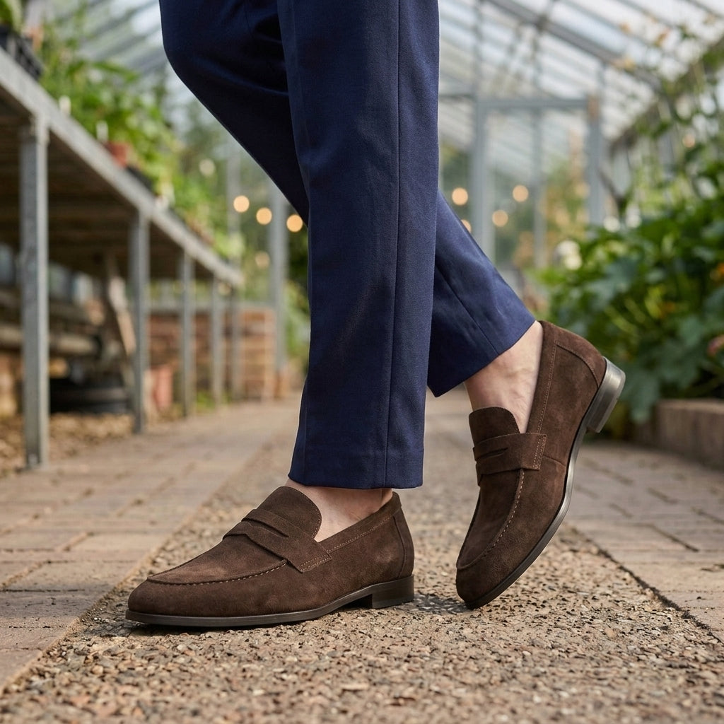 Men's Suede-Effect Penny Loafers