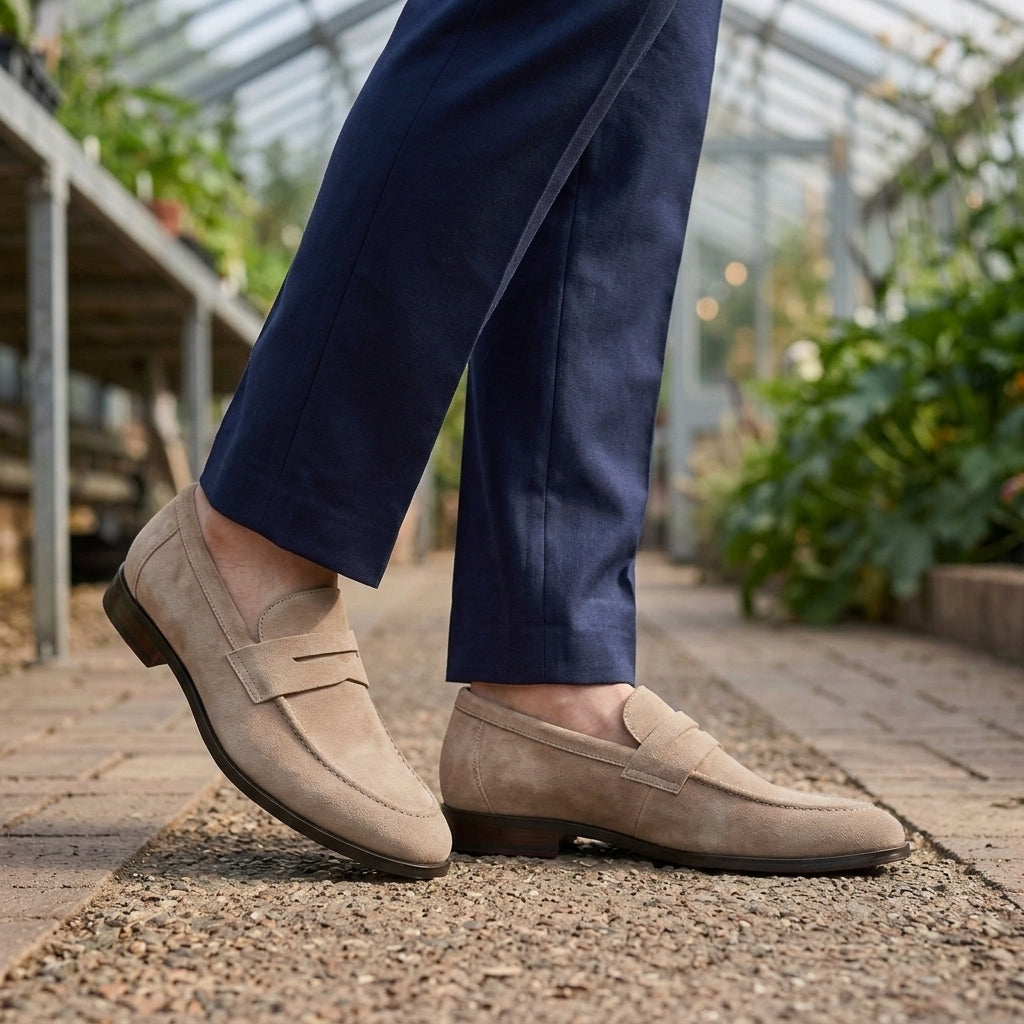 Men's Suede-Effect Penny Loafers
