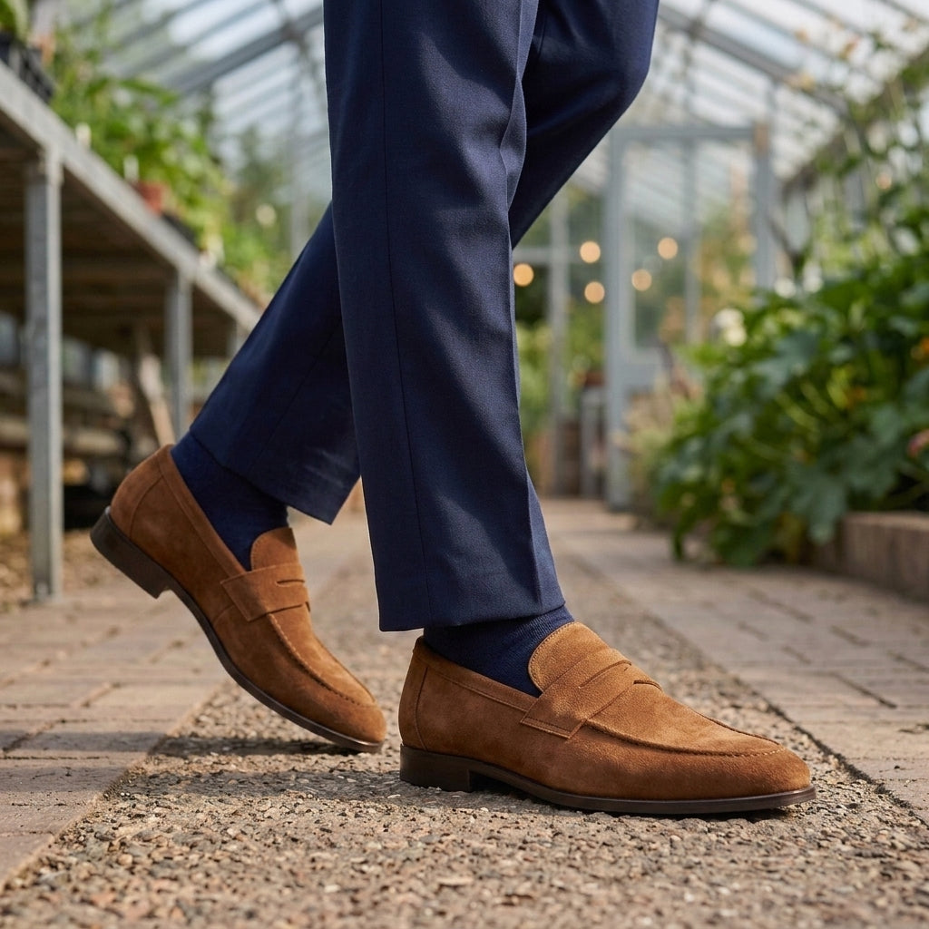 Men's Suede-Effect Penny Loafers