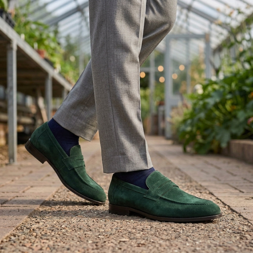 Men's Suede-Effect Penny Loafers