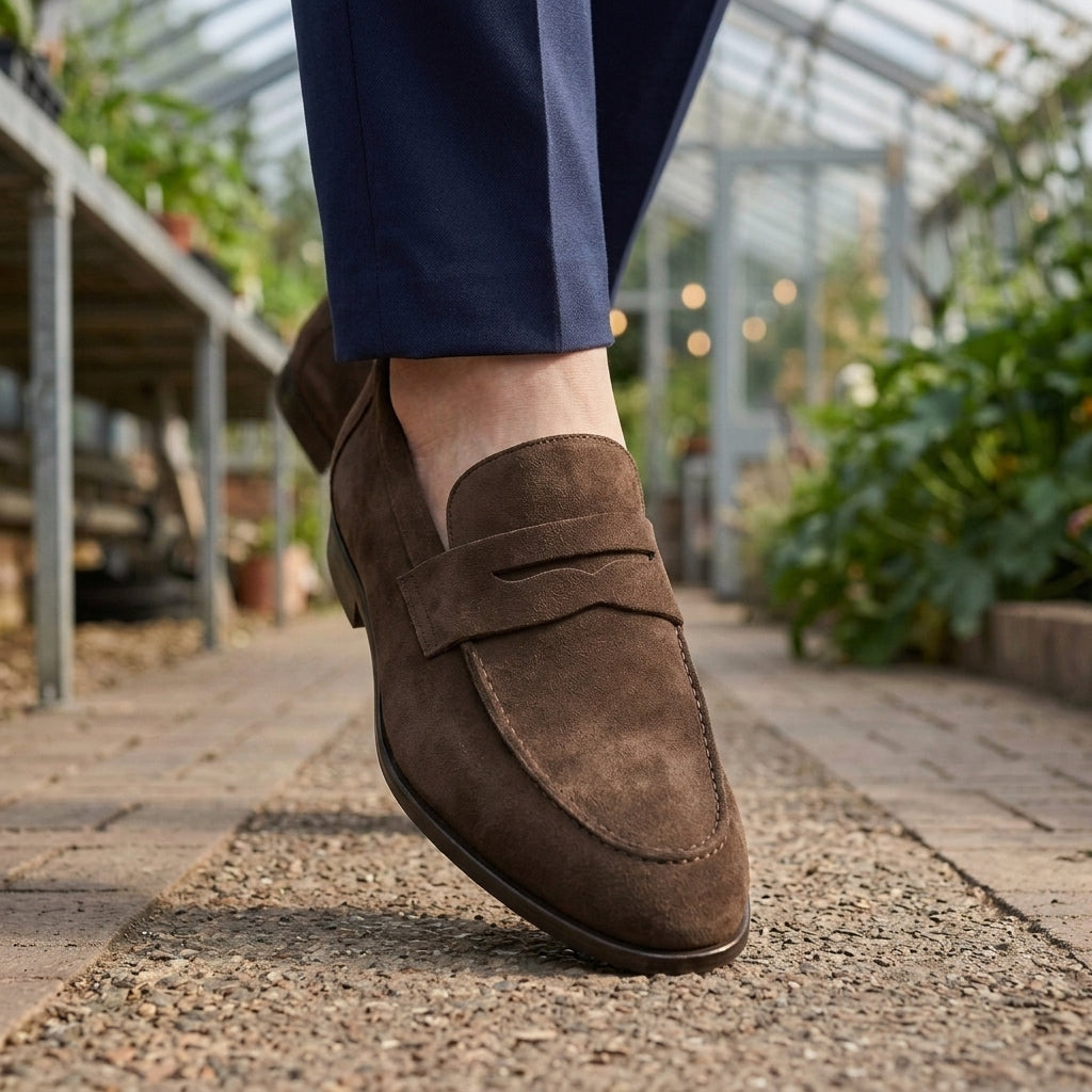 Men's Suede-Effect Penny Loafers