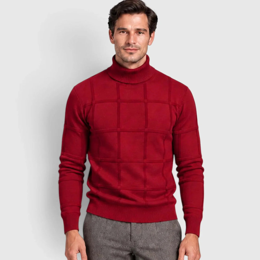 Men's Textured Mock Neck Slim-Fit Jumper