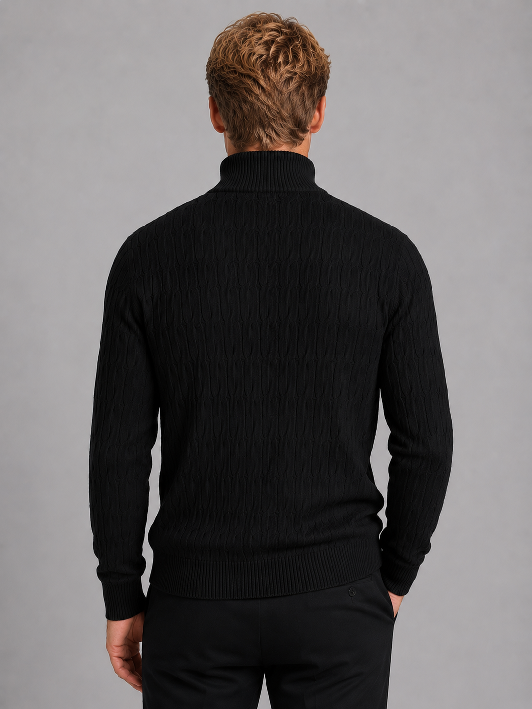 Men's Textured Quarter-Zip Funnel Neck Sweater