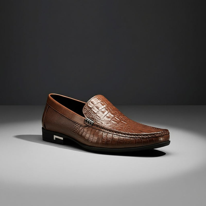 Men's Croc-Embossed Slip-On Loafers