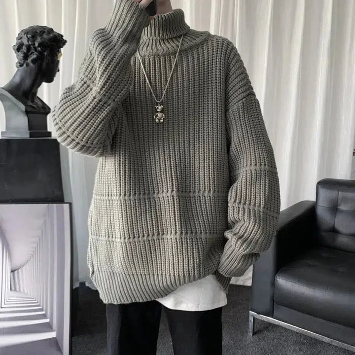 Men's Thick Knit Turtleneck Sweater