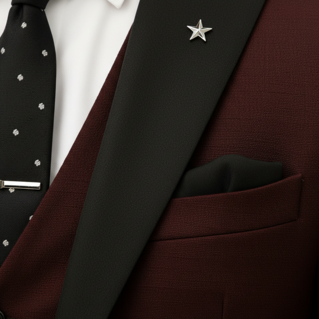 Men's Three-Piece Peak Lapel Formal Suit