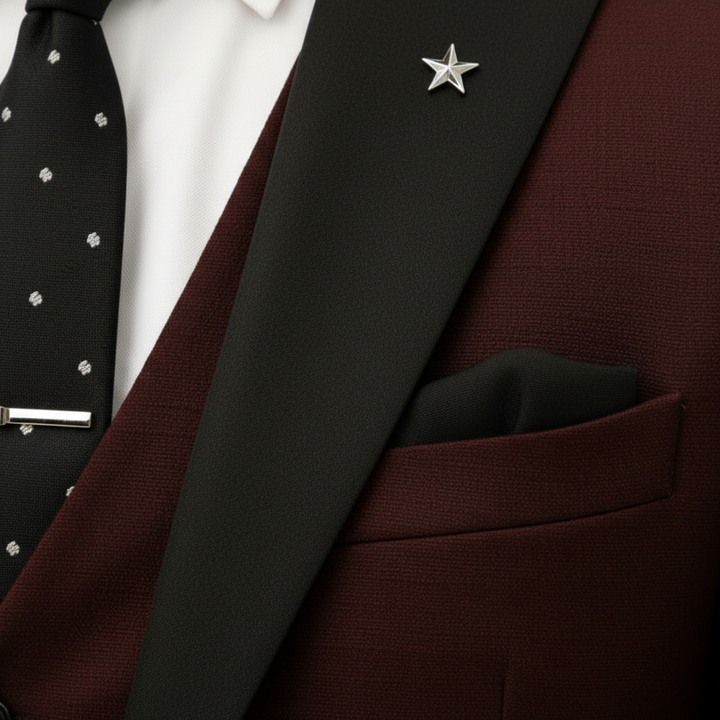 Men's Three-Piece Peak Lapel Formal Suit