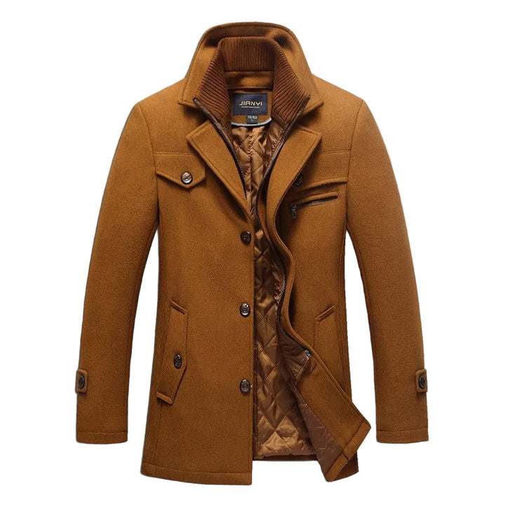 Men's Trench Coat with Button Closure