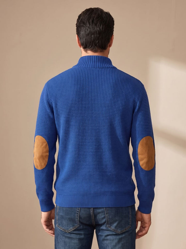 Men's Waffle-Knit Button-Collar Pullover Sweater