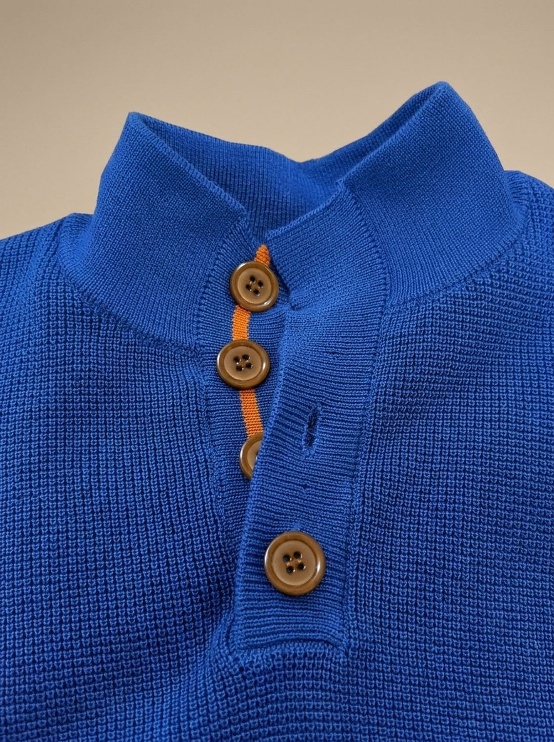Men's Waffle-Knit Button-Collar Pullover Sweater