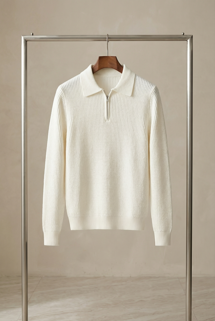 Men's Waffle Knit Quarter-Zip Jumper