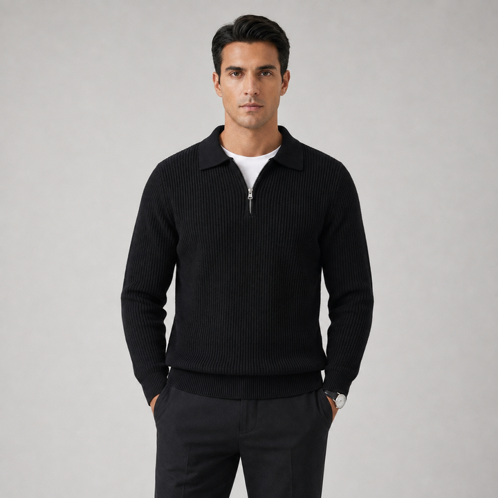 Men's Waffle Knit Quarter-Zip Jumper