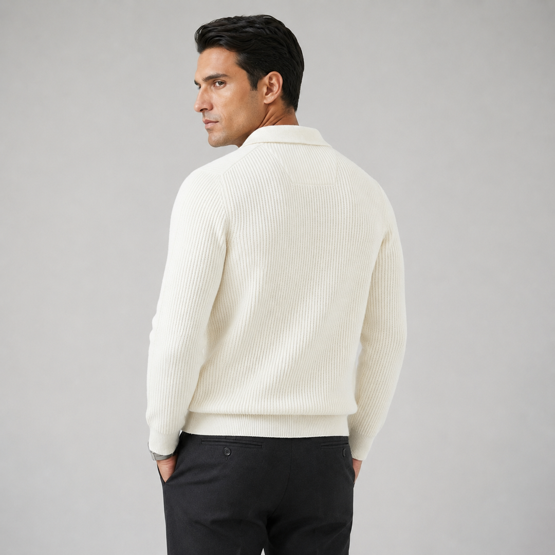 Men's Waffle Knit Quarter-Zip Jumper