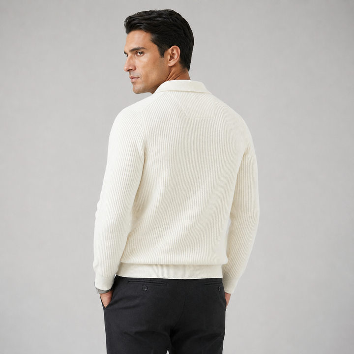 Men's Waffle Knit Quarter-Zip Jumper