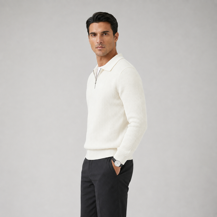 Men's Waffle Knit Quarter-Zip Jumper
