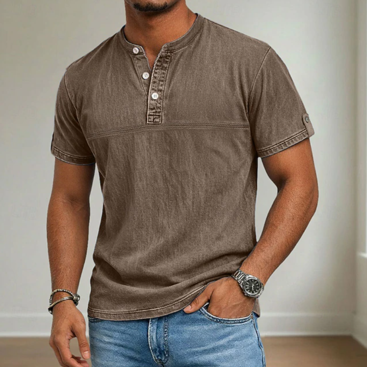 Men's Washed Henley T-Shirt