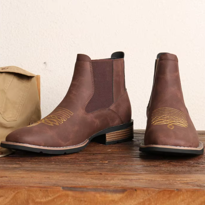 Men's Western Embroidered Chelsea Boots