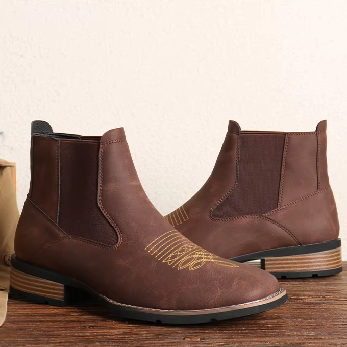 Men's Western Embroidered Chelsea Boots